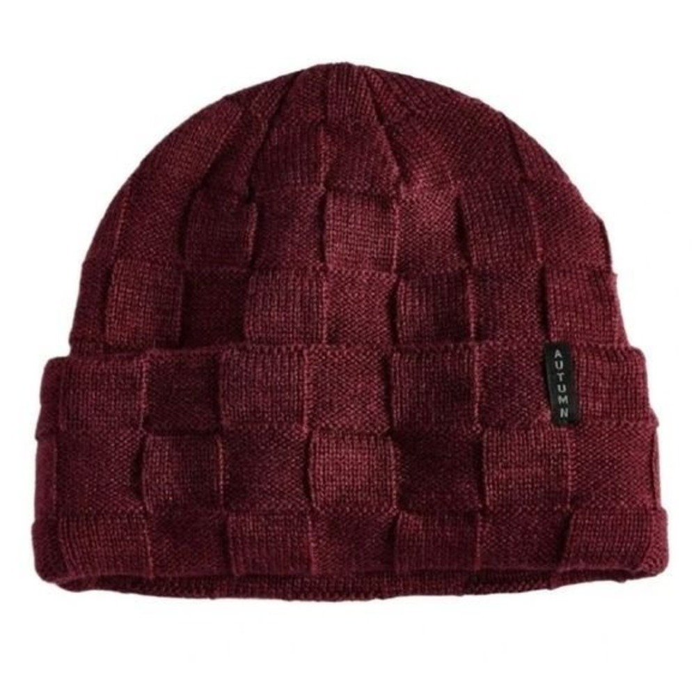 autumn Mens Women Burgundy Winter Fall Hat Beanie Wool Blend One Size NWT